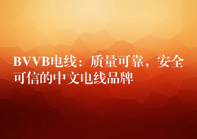 BVVB电线：质量可靠，安全可信的中文电线品牌