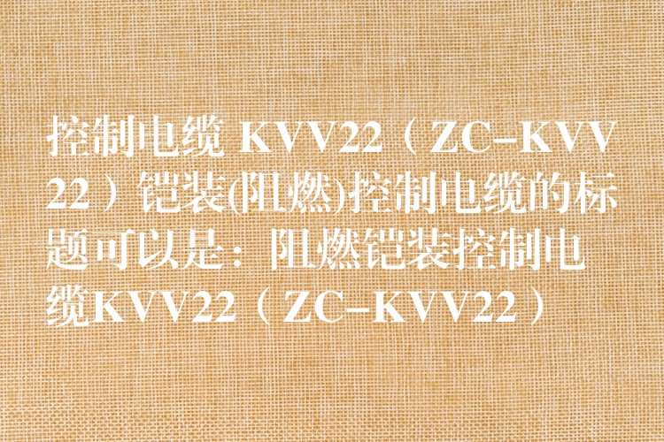 控制电缆 KVV22（ZC-KVV22）铠装(阻燃)控制电缆的标题可以是：阻燃铠装控制电缆KVV22（ZC-KVV22）