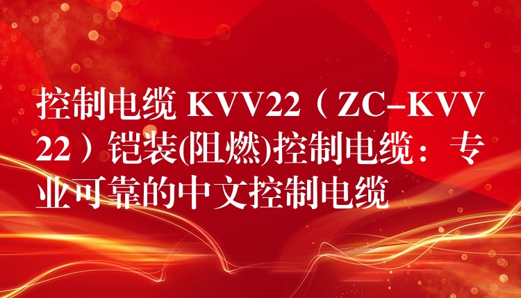 控制电缆 KVV22（ZC-KVV22）铠装(阻燃)控制电缆：专业可靠的中文控制电缆