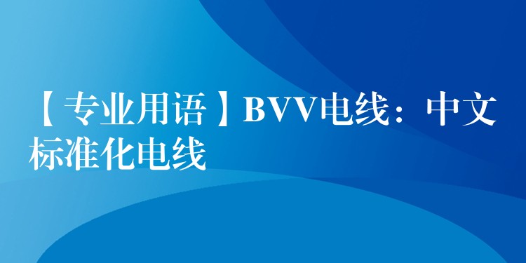 【专业用语】BVV电线：中文标准化电线