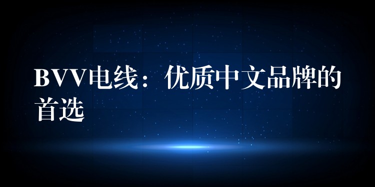 BVV电线：优质中文品牌的首选